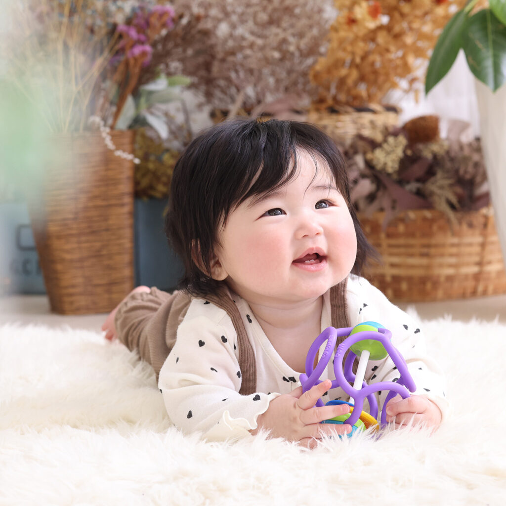 ハーフバースデー 6ヶ月 うつ伏せ 記念写真 仙台